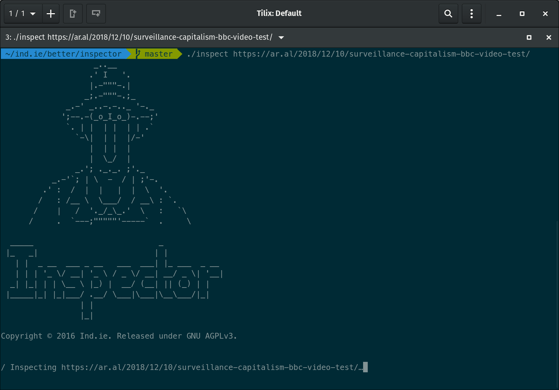 Screenshot of the Better Inspector command-line app inspecting this page.