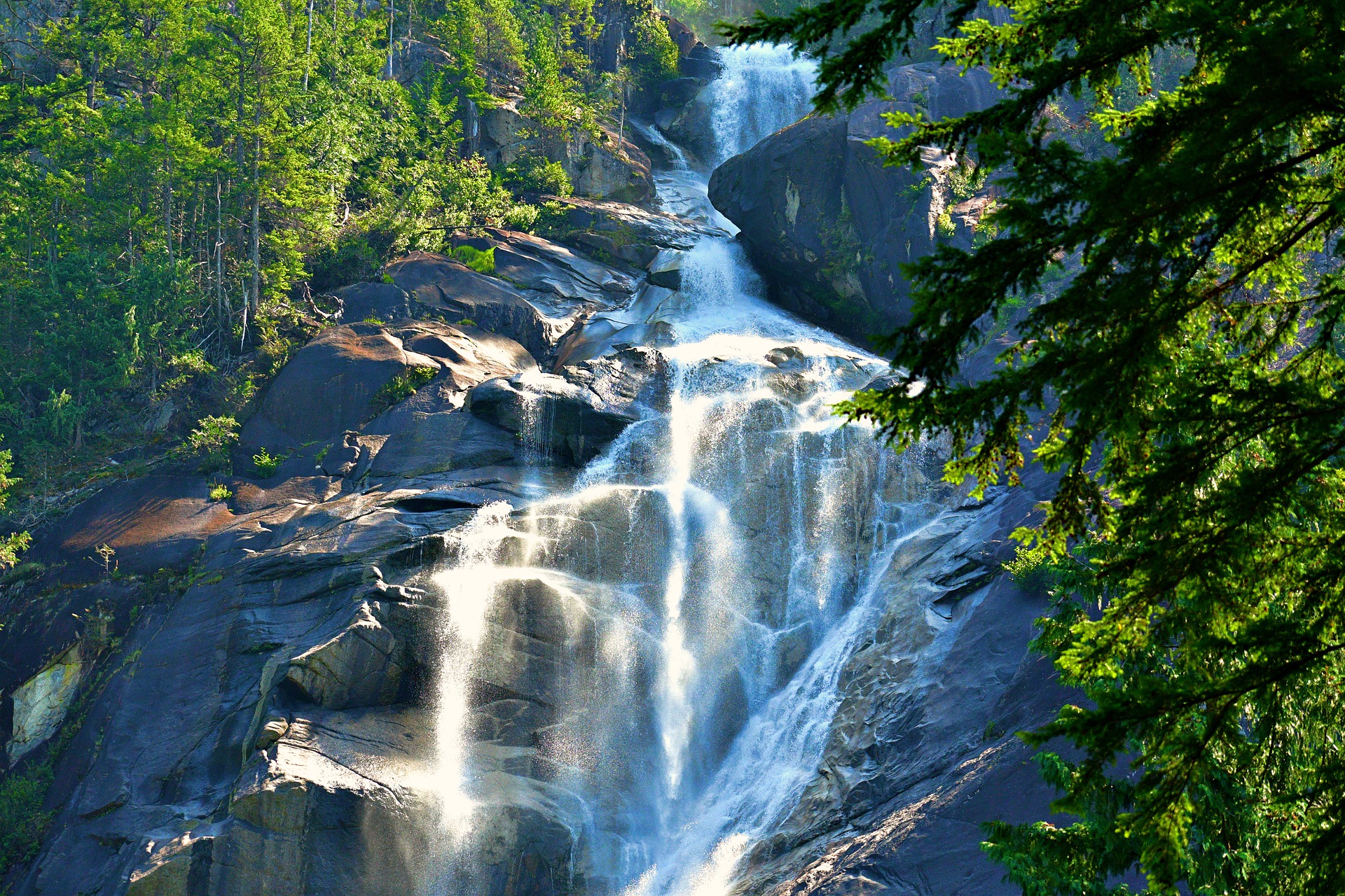 Photo of cascading waterfalls