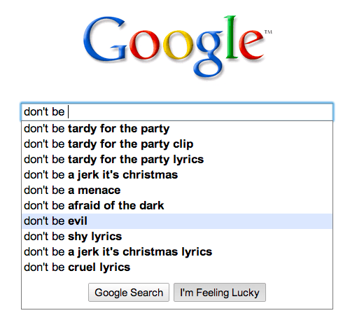 Google: don't be evil – I'm feeling lucky!