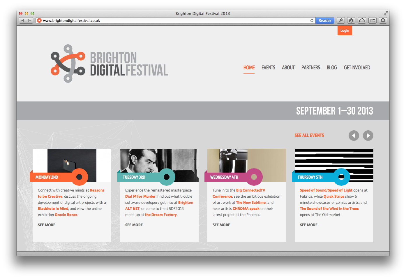 Screenshot of Brighton Digital Festival web site.