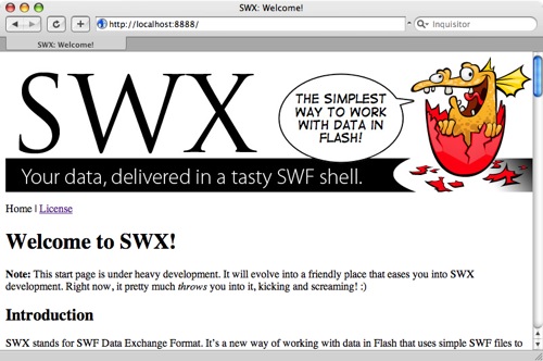 SWX: New, friendlier welcome page -- although it's early days yet.