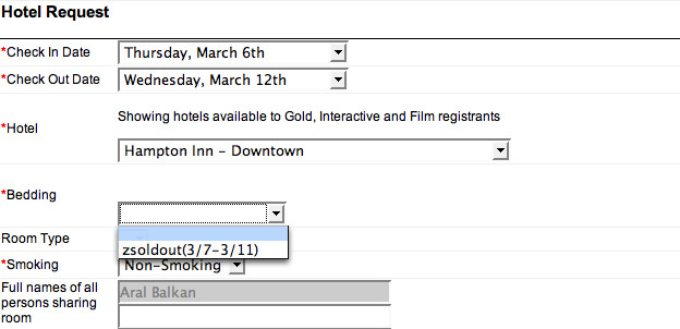 Zsoldout: Bad usability in SXSW signup form