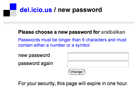 Delicious password screen alternative