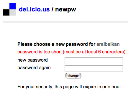 Delicious password stupidity - screen 2