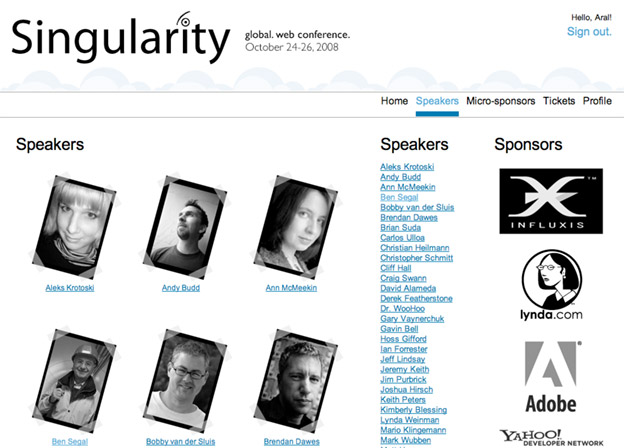 New Singularity Web Conference web site