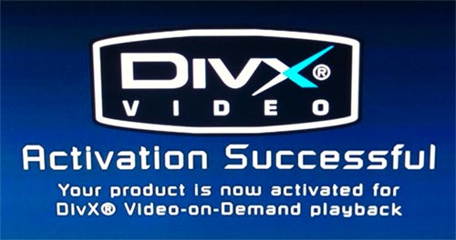 DivX VOD activation screen on the PS3